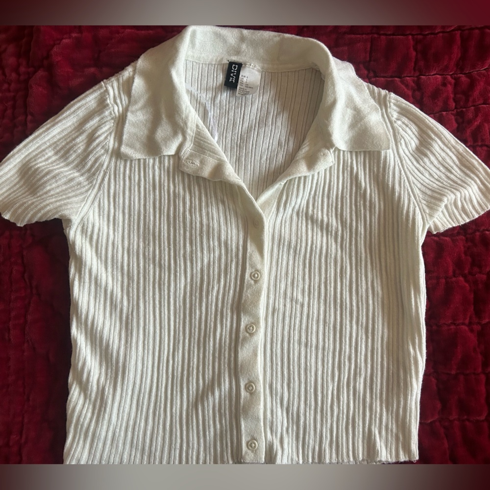 H&M Cream Ribbed Top